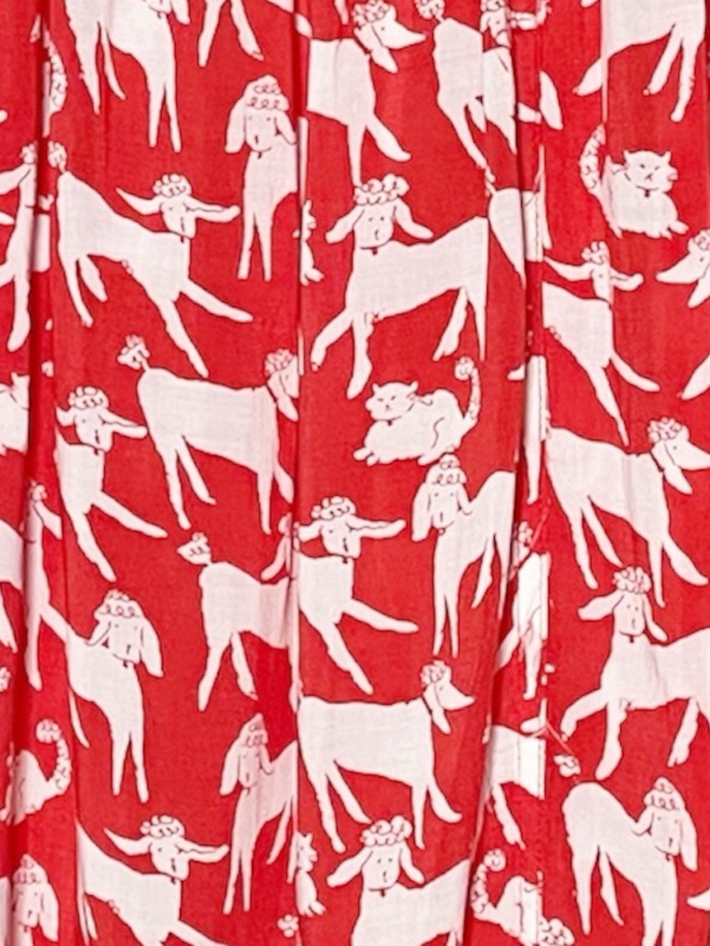 Anthropologie Emily Isabella Red Orange Dog & Cat Print Blouse L Whimsical Top - Picture 7 of 7